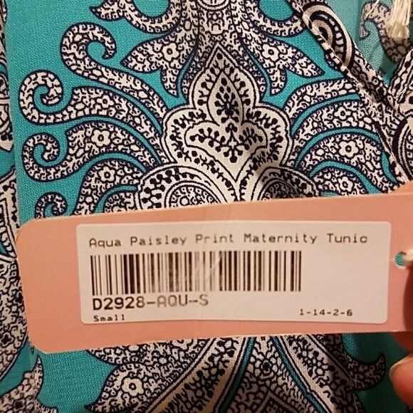PinkBlush Maternity Aqua Paisley Tunic Sz S - Picture 3 of 6